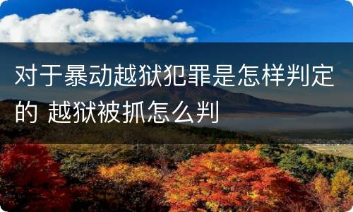对于暴动越狱犯罪是怎样判定的 越狱被抓怎么判
