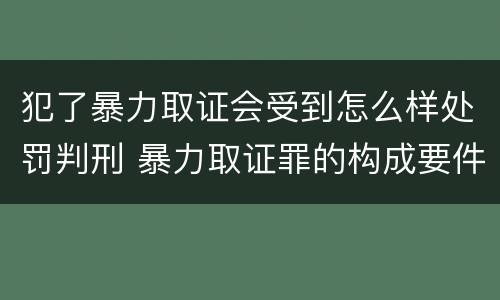 犯了暴力取证会受到怎么样处罚判刑 暴力取证罪的构成要件