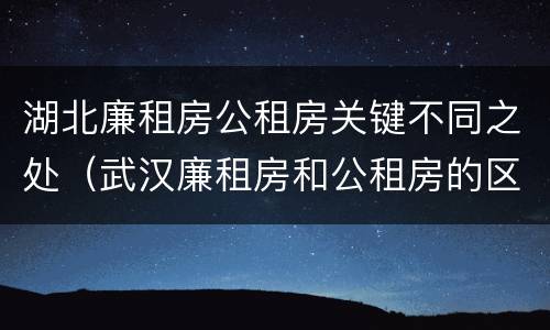 湖北廉租房公租房关键不同之处（武汉廉租房和公租房的区别）