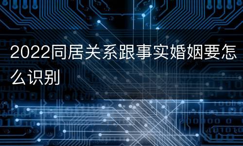 2022同居关系跟事实婚姻要怎么识别