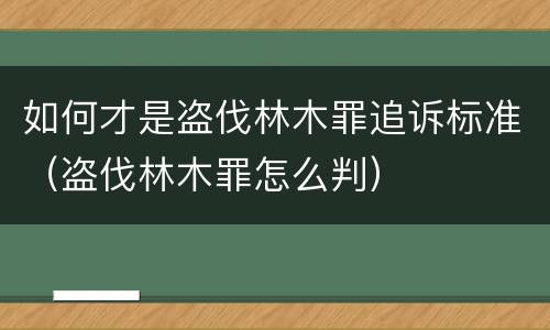 如何才是盗伐林木罪追诉标准（盗伐林木罪怎么判）