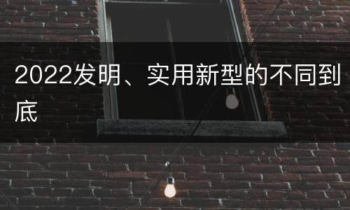 2022发明、实用新型的不同到底