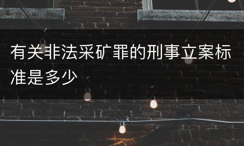 有关非法采矿罪的刑事立案标准是多少