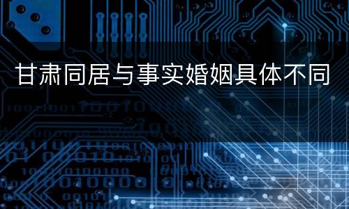 甘肃同居与事实婚姻具体不同