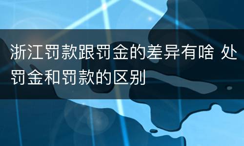 浙江罚款跟罚金的差异有啥 处罚金和罚款的区别