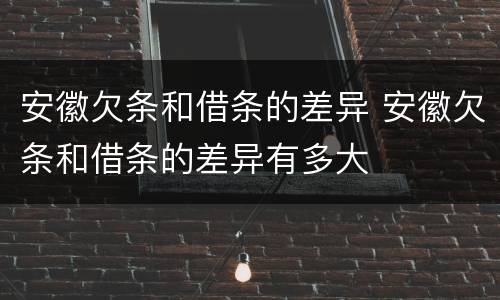 安徽欠条和借条的差异 安徽欠条和借条的差异有多大