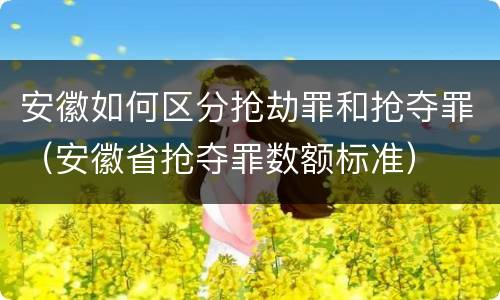安徽如何区分抢劫罪和抢夺罪（安徽省抢夺罪数额标准）