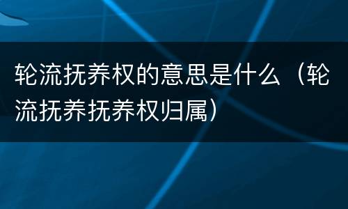 轮流抚养权的意思是什么（轮流抚养抚养权归属）