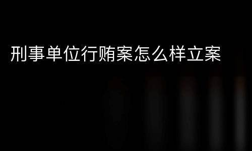 刑事单位行贿案怎么样立案