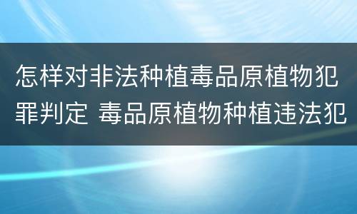 怎样对非法种植毒品原植物犯罪判定 毒品原植物种植违法犯罪行为