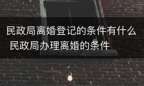 民政局离婚登记的条件有什么 民政局办理离婚的条件