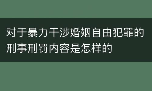 对于暴力干涉婚姻自由犯罪的刑事刑罚内容是怎样的