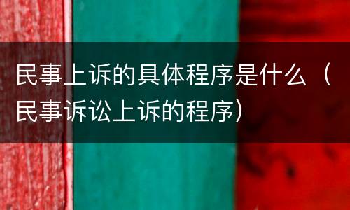 民事上诉的具体程序是什么（民事诉讼上诉的程序）