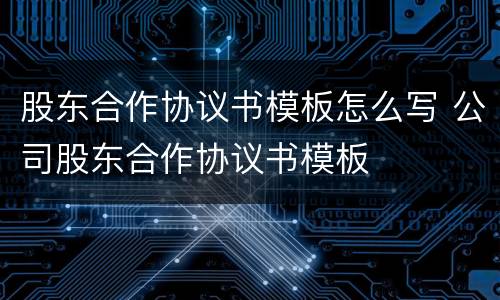 股东合作协议书模板怎么写 公司股东合作协议书模板