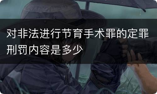 对非法进行节育手术罪的定罪刑罚内容是多少