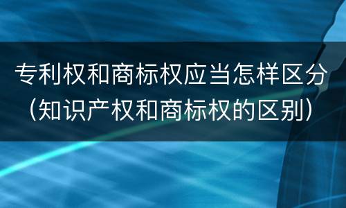 专利权和商标权应当怎样区分（知识产权和商标权的区别）