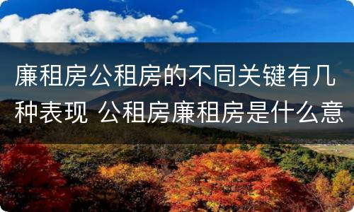 廉租房公租房的不同关键有几种表现 公租房廉租房是什么意思