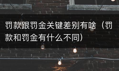 罚款跟罚金关键差别有啥（罚款和罚金有什么不同）