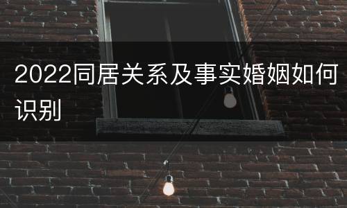 2022同居关系及事实婚姻如何识别