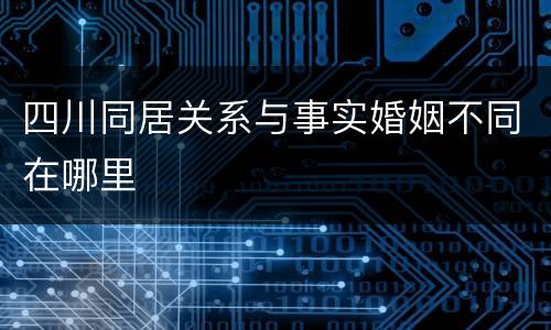 四川同居关系与事实婚姻不同在哪里