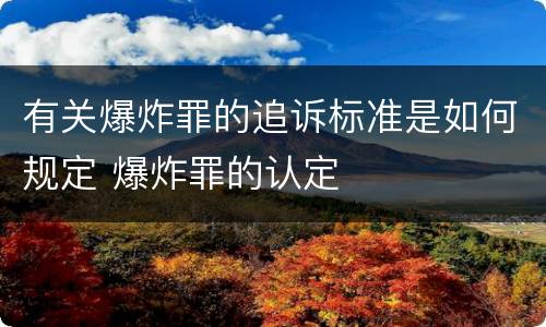 有关爆炸罪的追诉标准是如何规定 爆炸罪的认定