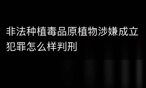 非法种植毒品原植物涉嫌成立犯罪怎么样判刑