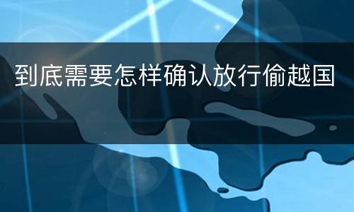 到底需要怎样确认放行偷越国