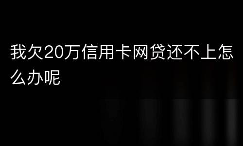 我欠20万信用卡网贷还不上怎么办呢
