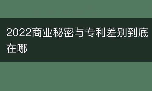 2022商业秘密与专利差别到底在哪