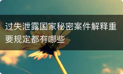 过失泄露国家秘密案件解释重要规定都有哪些