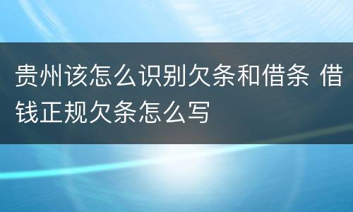 贵州该怎么识别欠条和借条 借钱正规欠条怎么写