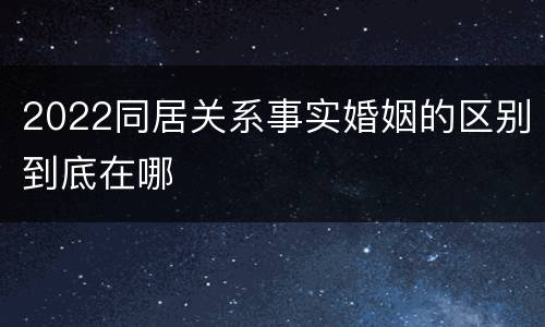 2022同居关系事实婚姻的区别到底在哪