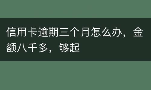 信用卡逾期三个月怎么办，金额八千多，够起