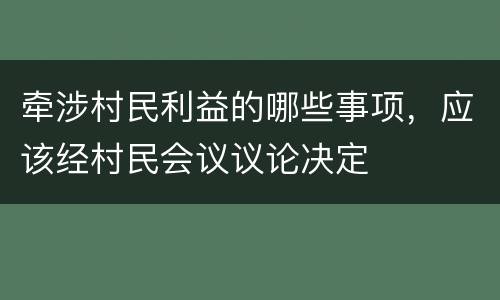 牵涉村民利益的哪些事项，应该经村民会议议论决定