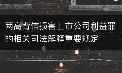两高背信损害上市公司利益罪的相关司法解释重要规定