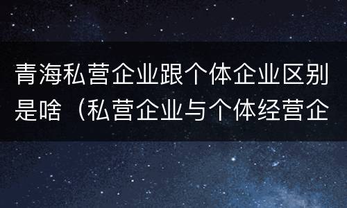 青海私营企业跟个体企业区别是啥（私营企业与个体经营企业的区别）