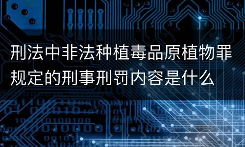 刑法中非法种植毒品原植物罪规定的刑事刑罚内容是什么