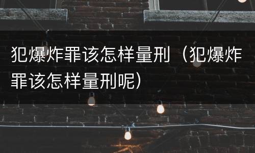 犯爆炸罪该怎样量刑（犯爆炸罪该怎样量刑呢）