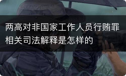 两高对非国家工作人员行贿罪相关司法解释是怎样的