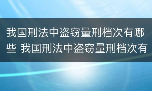 我国刑法中盗窃量刑档次有哪些 我国刑法中盗窃量刑档次有哪些处罚