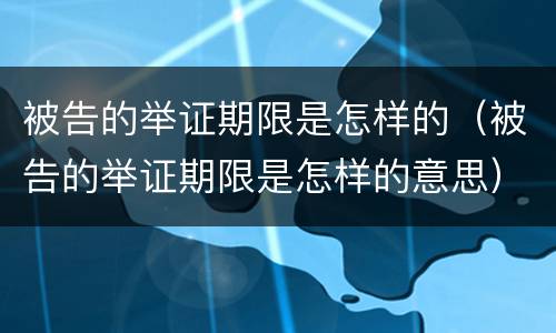 被告的举证期限是怎样的（被告的举证期限是怎样的意思）