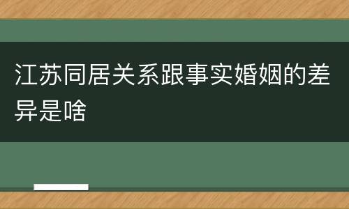 江苏同居关系跟事实婚姻的差异是啥