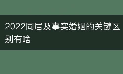2022同居及事实婚姻的关键区别有啥