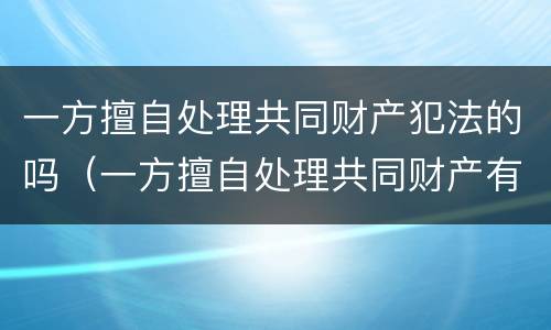 一方擅自处理共同财产犯法的吗（一方擅自处理共同财产有效吗）