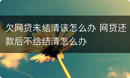 欠网贷未结清该怎么办 网贷还款后不给结清怎么办