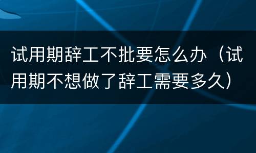 试用期辞工不批要怎么办（试用期不想做了辞工需要多久）