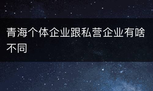 青海个体企业跟私营企业有啥不同