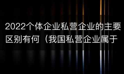 2022个体企业私营企业的主要区别有何（我国私营企业属于）
