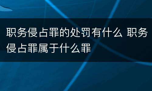 职务侵占罪的处罚有什么 职务侵占罪属于什么罪