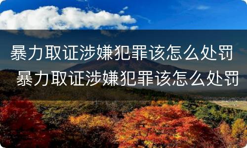 暴力取证涉嫌犯罪该怎么处罚 暴力取证涉嫌犯罪该怎么处罚呢